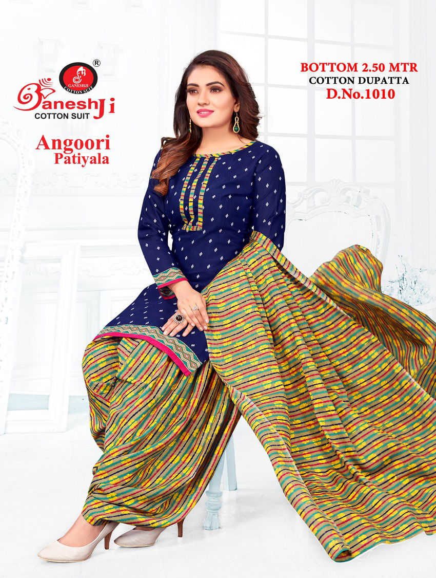 Ganeshji Angoori Patiyala 1 Indo Fancy casual Daily Wear Printed Cotton Dress Material Collection